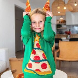 Tipsy Elves KIDS PIZZA TREE SWEATER | Christmas